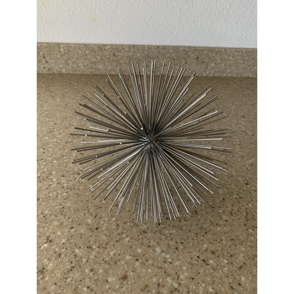 Atomic MCM Style Starburst Silver Retro Space Age Sea Urchin Metal Spike Ball
